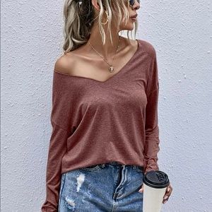 Shein V-Neck Drop Shoulder Tee